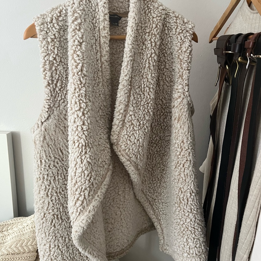 Eddie Bauer Cream Sherpa Vest